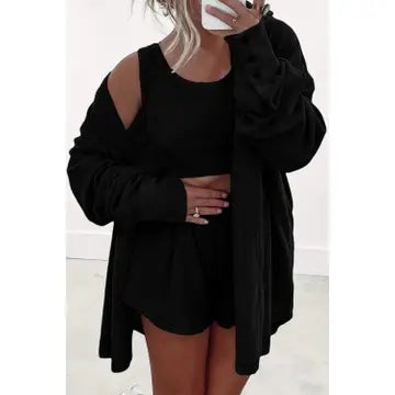Cardigan, Tank & Shorts Lounge Set