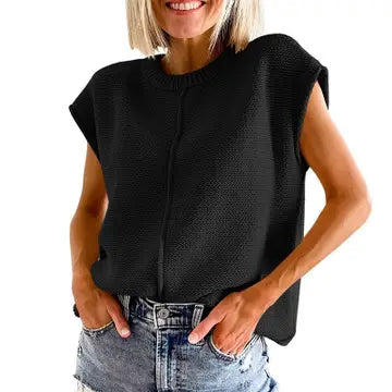 Black Loose Knit Vest
