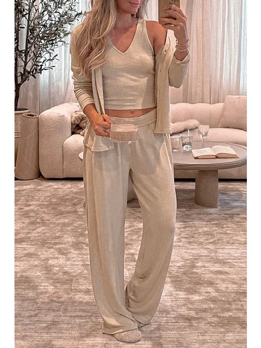 Cardigan, Top & Pants Lounge Set