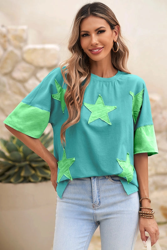 Frayed Star Denim Oversize Tee
