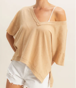 Relaxed V-Neck Tee - Taupe
