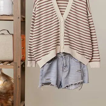 Striped Button Up Caridgan