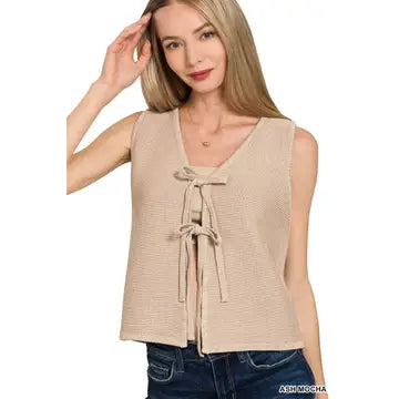 Tie Front Sweater Vest