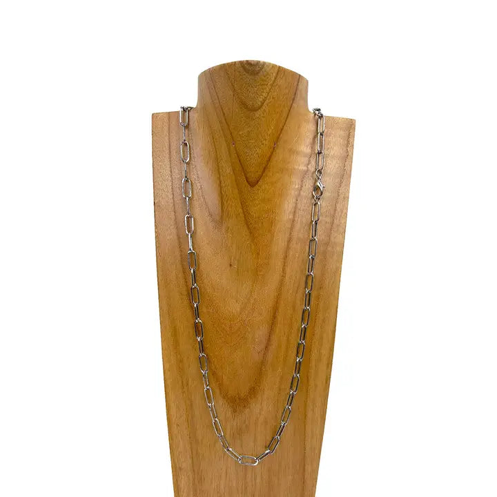 30" Silver Metal Chain Necklace
