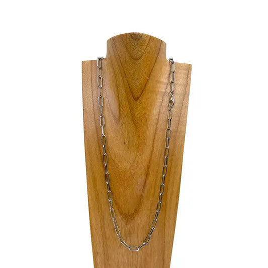 30" Silver Metal Chain Necklace