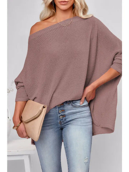 Waffle Knit Long Sleeve Top