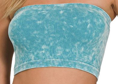 Washed Ribbed Light Teal Tube Top